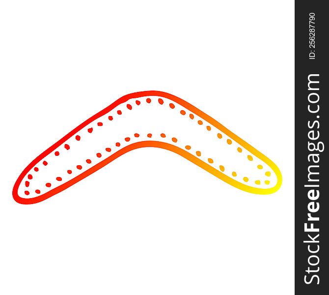 warm gradient line drawing of a cartoon boomerang