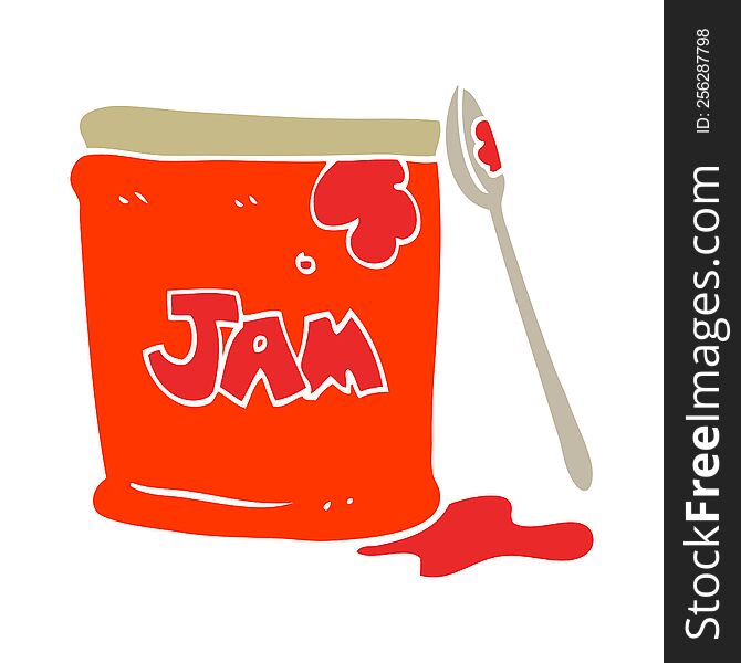 Flat Color Illustration Of A Cartoon Jam Jar