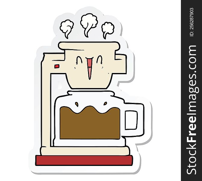 Sticker Of A Steaming Hot Coffee Pot