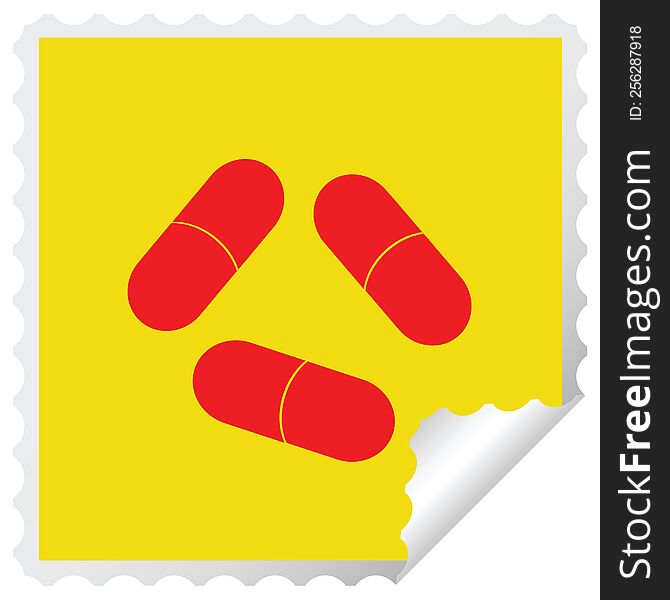 Pills Square Peeling Sticker