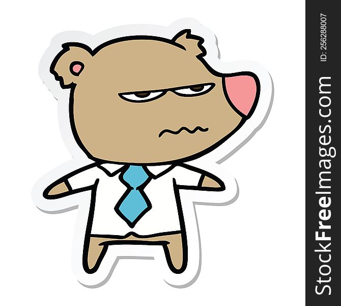 sticker of a cartoon angry boss bear
