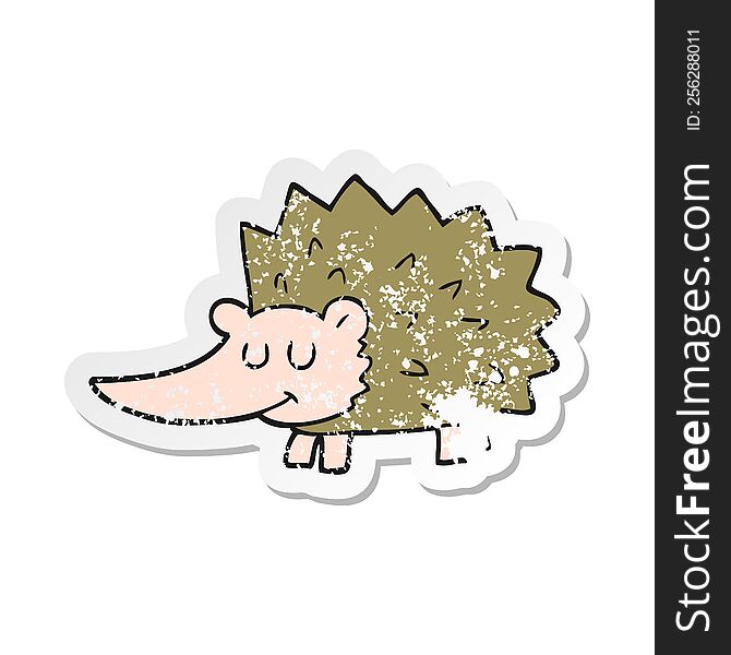 retro distressed sticker of a cartoon hedgehog