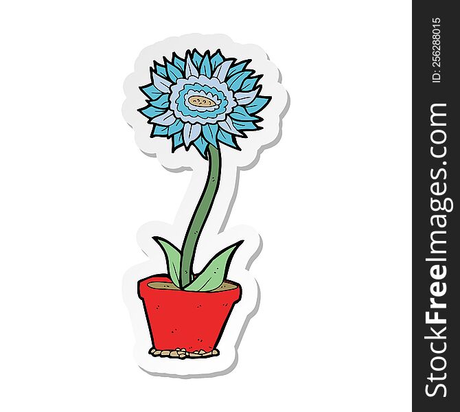 Sticker Of A Cartoon Flower In Pot