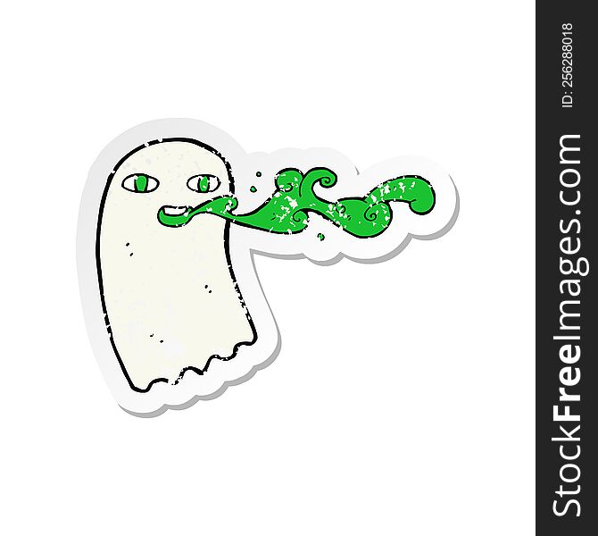 Retro Distressed Sticker Of A Cartoon Gross Ghost