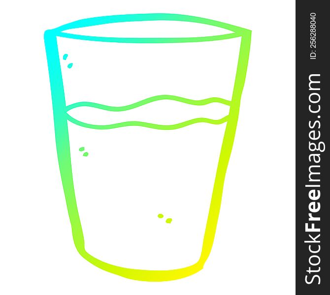 cold gradient line drawing of a cartoon glass of water