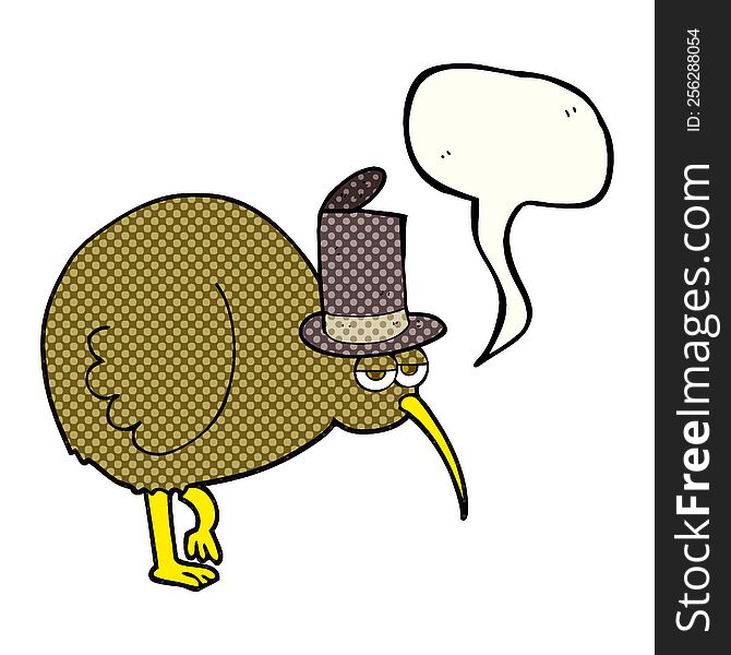 Comic Book Speech Bubble Cartoon Kiwi Bird
