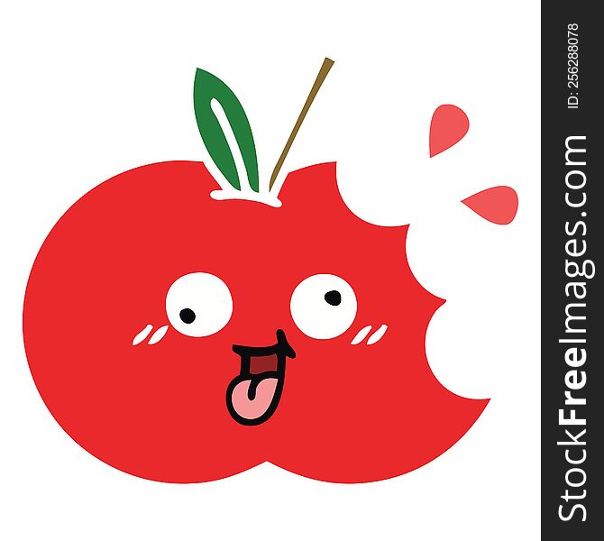 flat color retro cartoon of a red apple