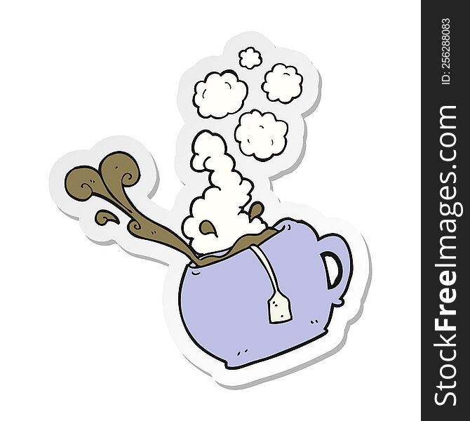 sticker of a cartoon cup of tea