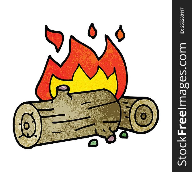 cartoon doodle burning logs