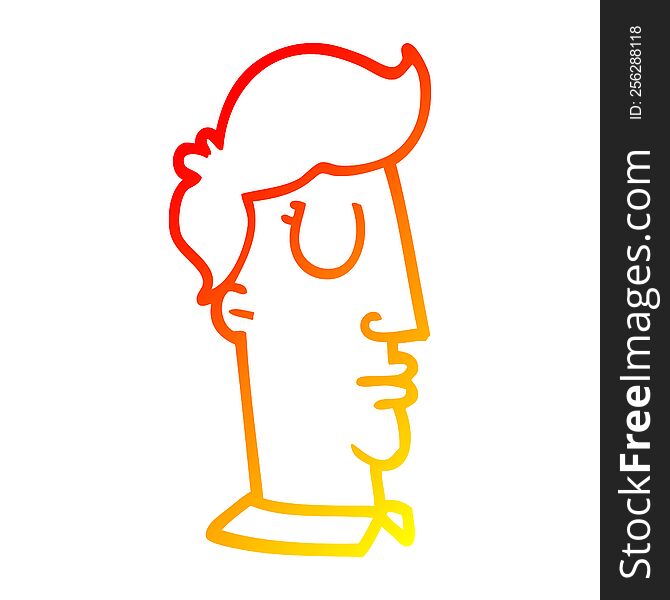 Warm Gradient Line Drawing Cartoon Human Head