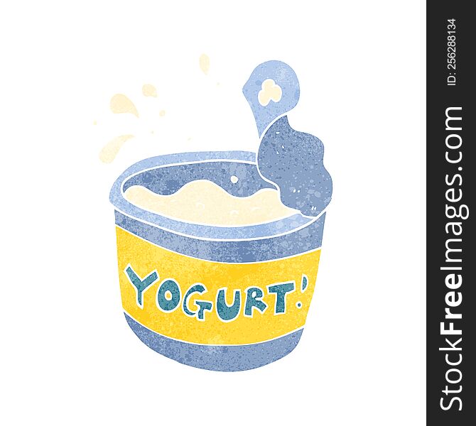 freehand retro cartoon yogurt