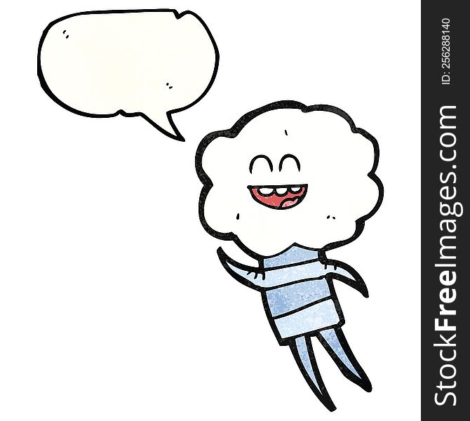 Speech Bubble Textured Cartoon Cute Cloud Head Creature
