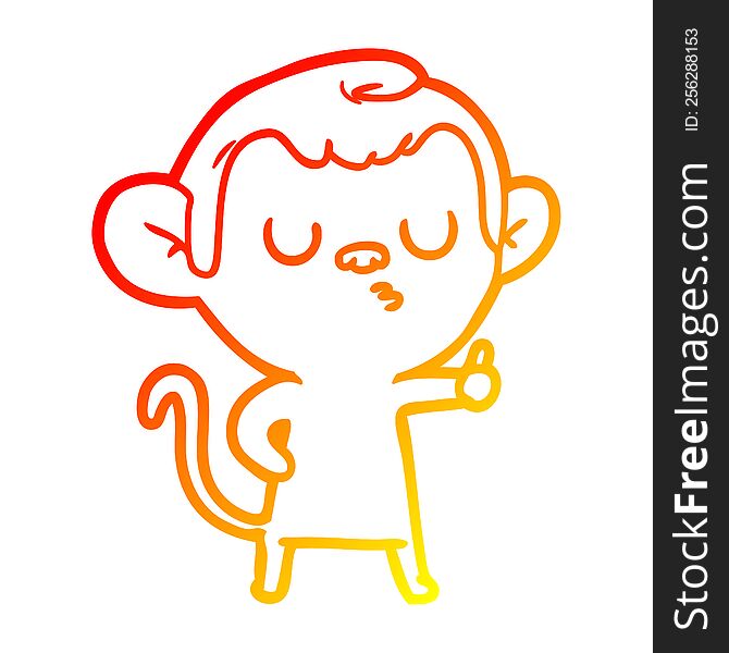 warm gradient line drawing cartoon calm monkey