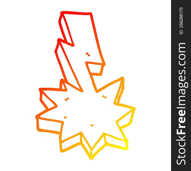 warm gradient line drawing of a cartoon lightning strike
