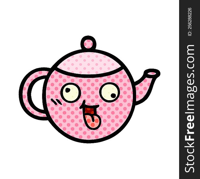 comic book style cartoon of a teapot