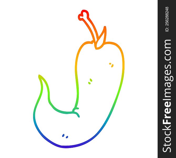 Rainbow Gradient Line Drawing Cartoon Chilli Pepper