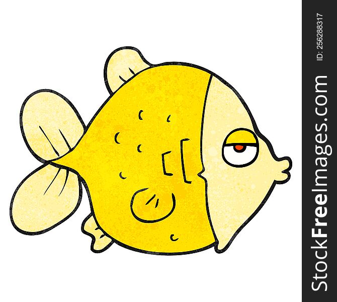 freehand textured cartoon funny fish