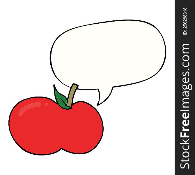 Cartoon Apple And Speech Bubble
