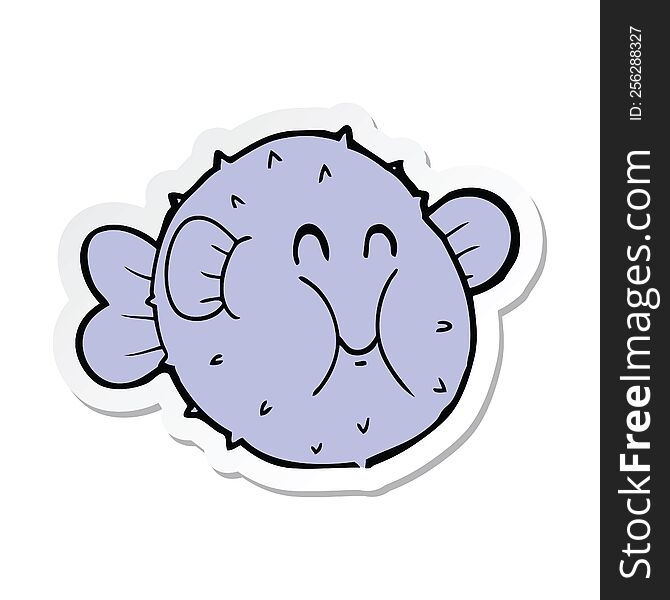 Sticker Of A Cartoon Puffer Fish