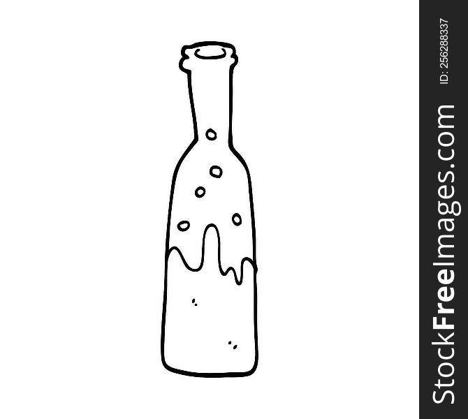 line drawing cartoon bottle with sloshing wine
