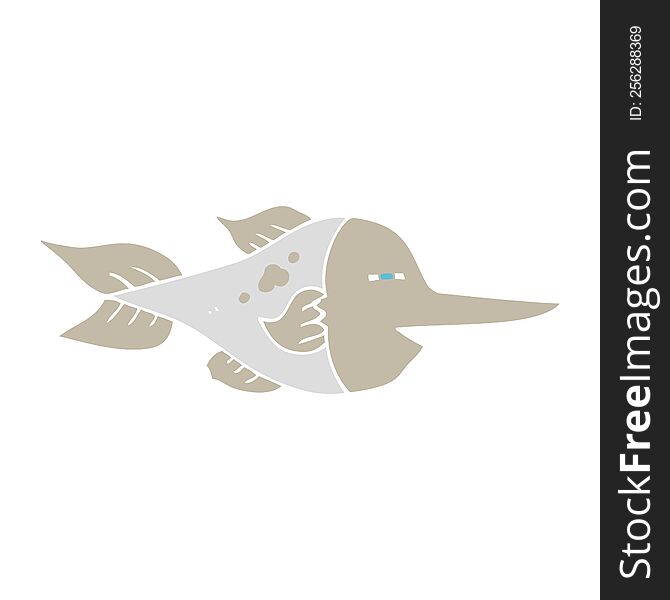 Flat Color Illustration Of A Cartoon Swordfish