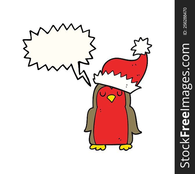 Speech Bubble Cartoon Christmas Robin