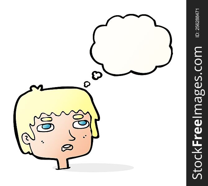 Cartoon Unhappy Face With Thought Bubble