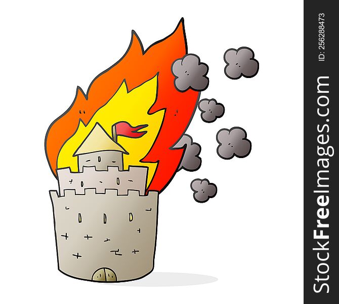 Cartoon Burning Castle