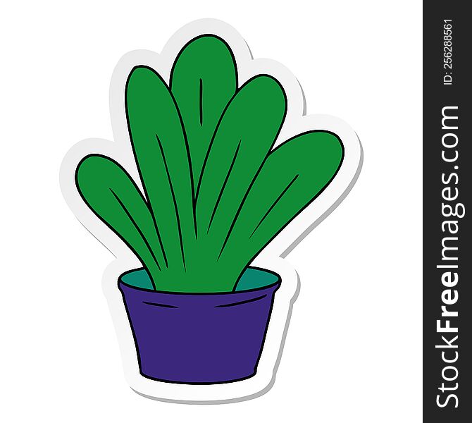 hand drawn sticker cartoon doodle of a green indoor plant