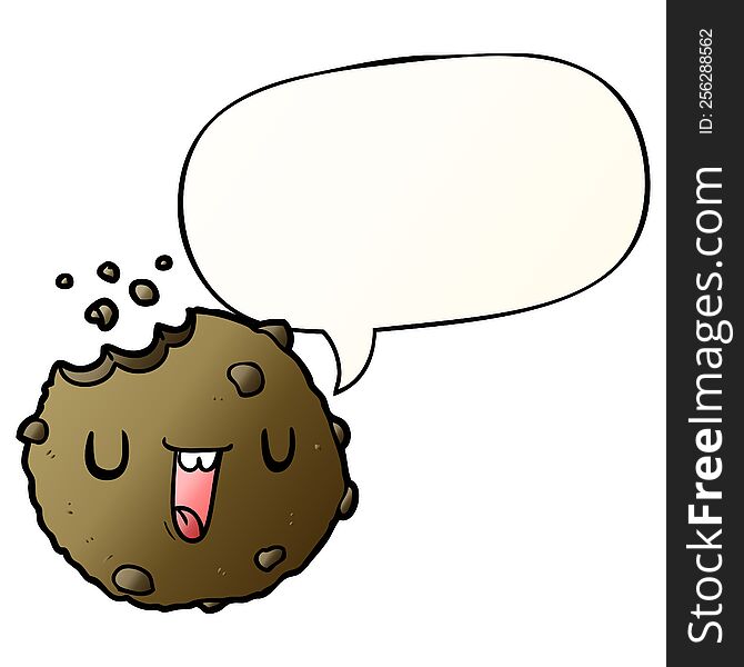 cartoon cookie with speech bubble in smooth gradient style