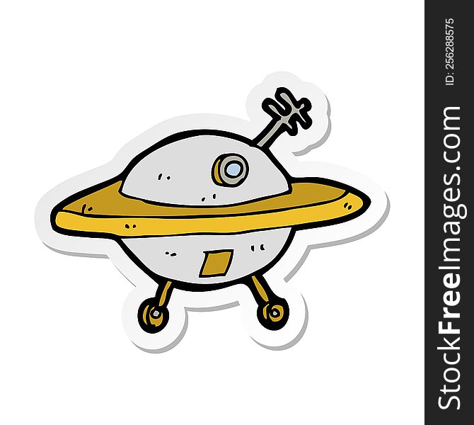 Sticker Of A Cartoon Flying Saucer