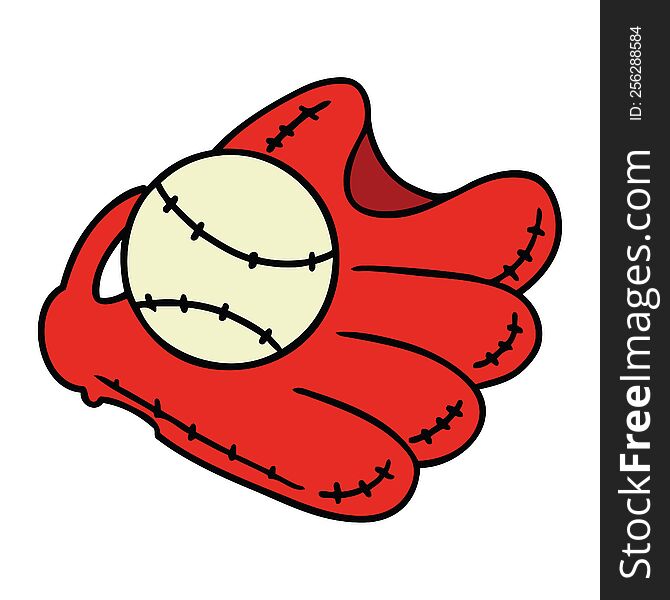 Cartoon Doodle Of A Baseball And Glove