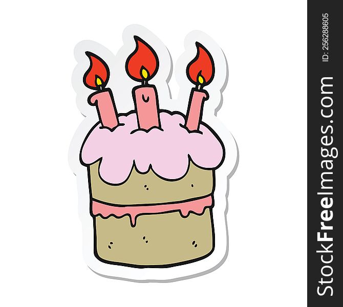 sticker of a cartoon birthday cake