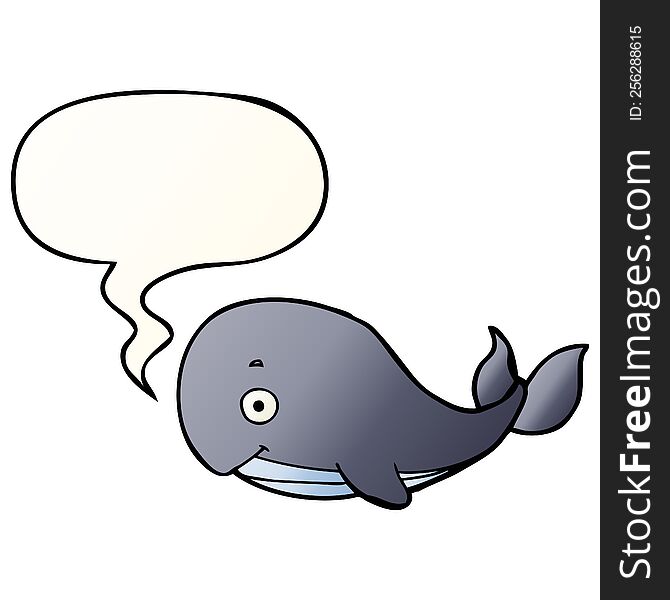 Cartoon Whale And Speech Bubble In Smooth Gradient Style