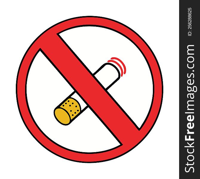 cute cartoon of a no smoking allowed sign