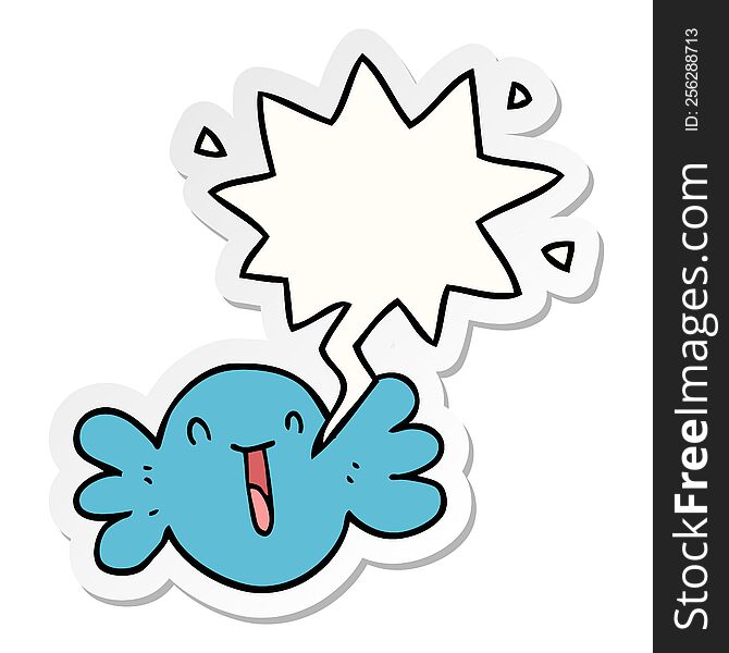 Cartoon Happy Candy And Speech Bubble Sticker