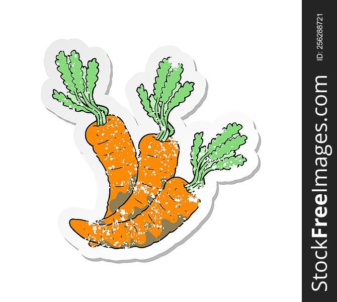 Retro Distressed Sticker Of A Cartoon Carrots