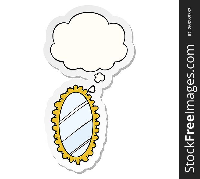 cartoon mirror with thought bubble as a printed sticker