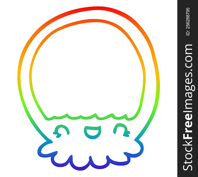 rainbow gradient line drawing of a cartoon jellyfish