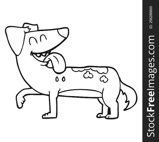 Black And White Cartoon Panting Dog