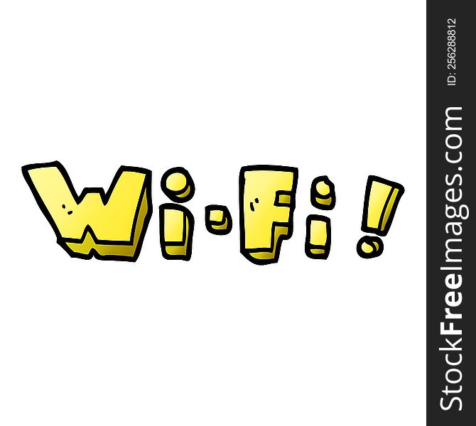 cartoon doodle wording wi-fi