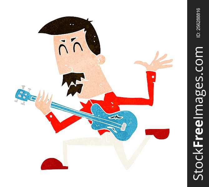 Cartoon Man Playing Electric Guitar