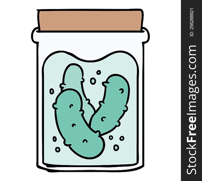 hand drawn cartoon doodle jar of pickled gherkins