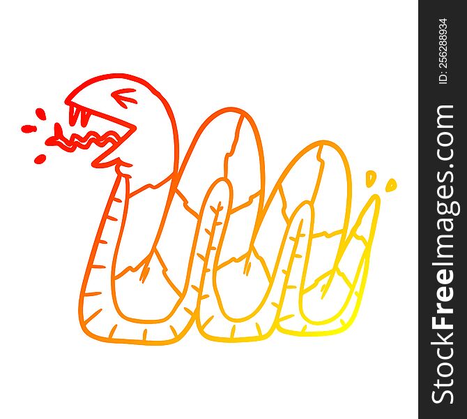 Warm Gradient Line Drawing Cartoon Hissing Snake