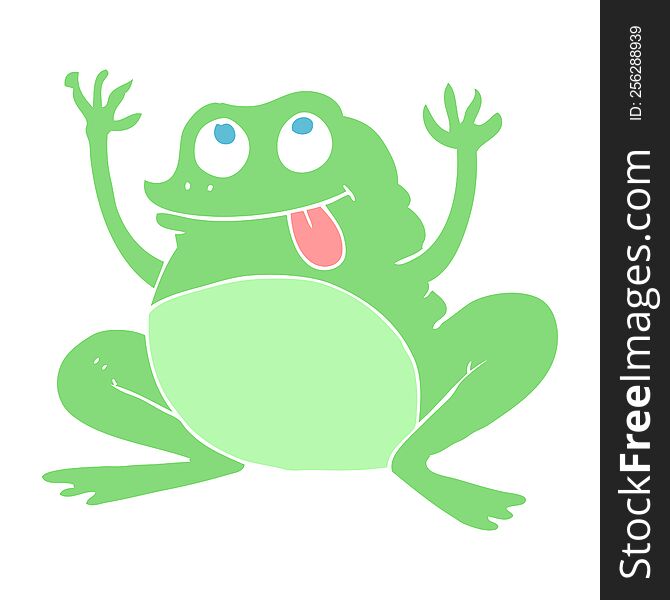 Funny Flat Color Illustration Of A Cartoon Frog