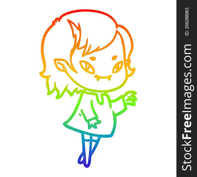 rainbow gradient line drawing cartoon friendly vampire girl