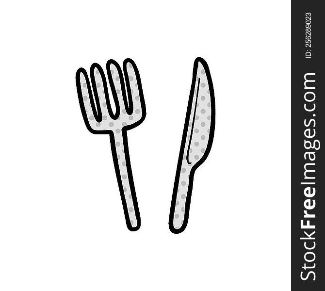 cartoon knife and fork. cartoon knife and fork