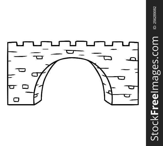 Line Drawing Doodle Of A Stone Bridge