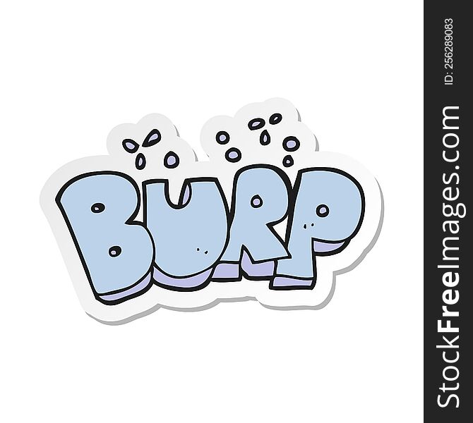 sticker of a cartoon burp text