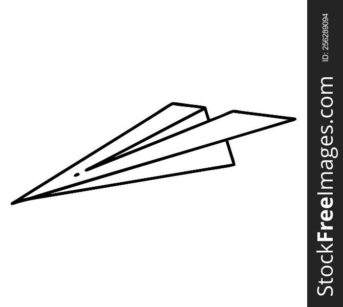 tattoo in black line style of a paper airplane. tattoo in black line style of a paper airplane